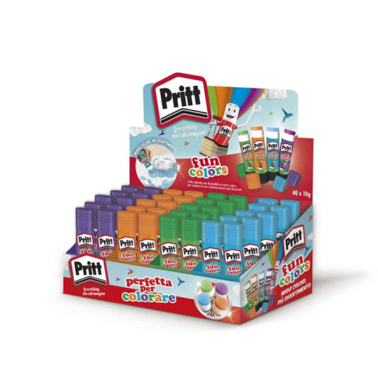 Espositore 40 colle Pritt Fun Colors 10 g - in 10 colori assortiti 2293424
