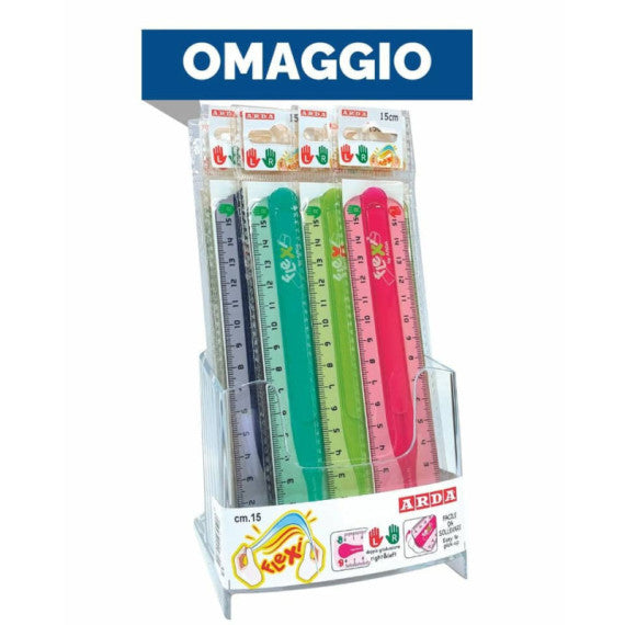 Espositore 61 articoli assortiti  Arda Elastika - righe, goniometri, squadre - EL4766P