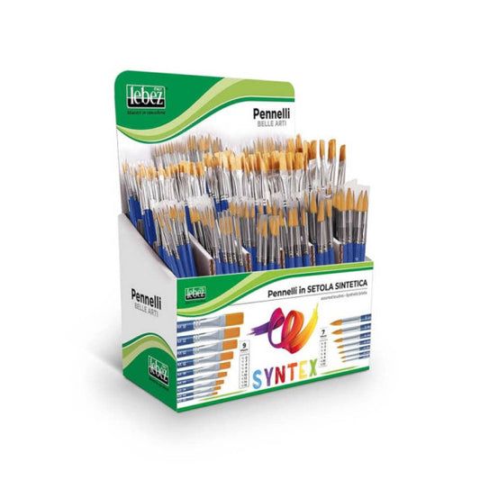 Espositore da 312 pennelli Lebez Syntex in setola sintetica - punte assortite - 81330