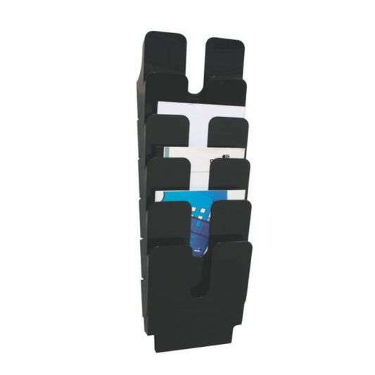 Espositore da parete DURABLE FLEXIPLUS 6 comparti A4 polistirolo nero 24,7x10x108 cm - 1700008061