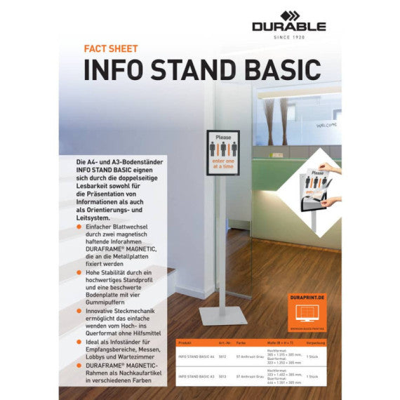 Espositore da pavimento INFO STAND BASIC antracite Durable A4 5012-57
