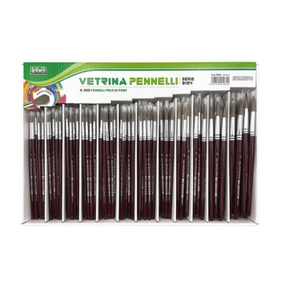 Espositore di pennelli in pelo di pony Lebez - punte assortite da 1  a 12 - conf. 228 pezzi - 1984L