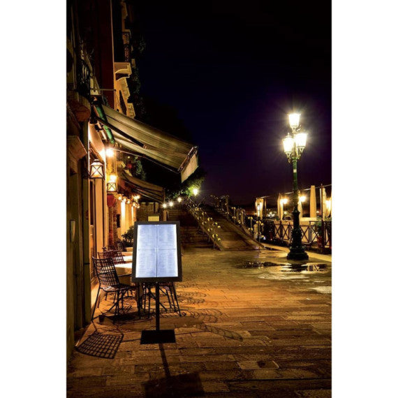 Espositore luminoso a LED Securit® Black Star in metallo 46x41x136 cm nero MCS-4A4-BL-SET
