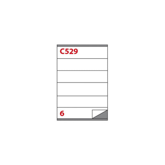 Etichette bianche Copiatabu C529 laser/inkjet - 6 et./foglio - conf. 100 fogli Markin 210x48 mm - X210C529
