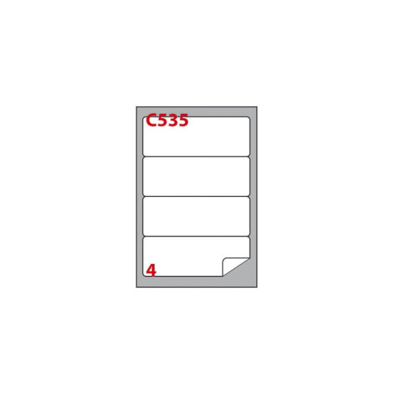 Etichette bianche Copiatabu C535 laser/inkjet - angoli arrotondati - 4 et./foglio - cf. 100 ff Markin 190x61 mm