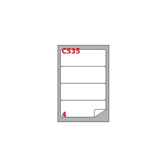 Etichette bianche Copiatabu C535 laser/inkjet - angoli arrotondati - 4 et./foglio - cf. 100 ff Markin 190x61 mm