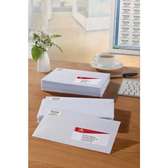 Etichette bianche per buste AVERY QuickDRY? 63,5x33,9 mm - 24 et/foglio - stampanti inkjet - cf. 25 fogli J8159-25