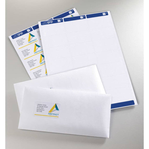 Etichette bianche per indirizzi AVERY Ultragrip? 63,5x33,9 mm - 24 et/foglio - stampanti laser - cf. 15 fogli L7159-15