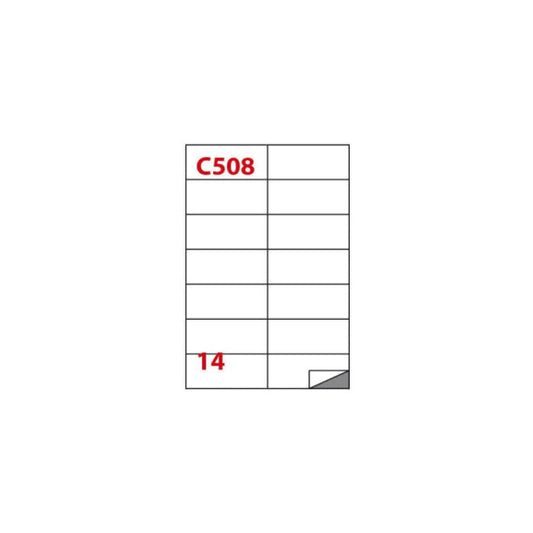 Etichette bianche permanenti Copiatabu C508 laser/inkjet - 14 et./foglio - conf. 100 fogli Markin 105x42,43 mm -