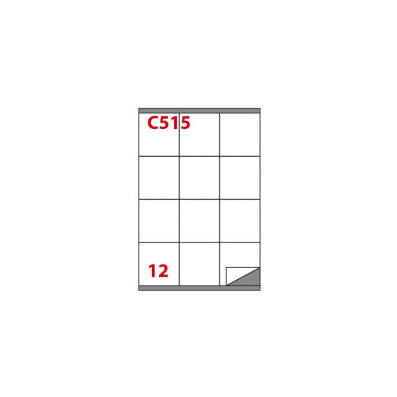 Etichette bianche permanenti Copiatabu C515 laser/Inkjet - 12 et./foglio - conf 100 fogli Markin 70x72 mm - X210C515