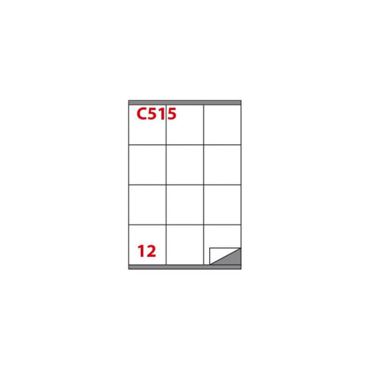 Etichette bianche permanenti Copiatabu C515 laser/Inkjet - 12 et./foglio - conf 100 fogli Markin 70x72 mm - X210C515