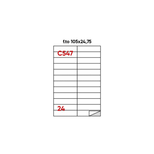 Etichette bianche permanenti Markin Copiatabu 105x24,75 mm - 24 et./ff - conf. 100 ff A4 - X210C547