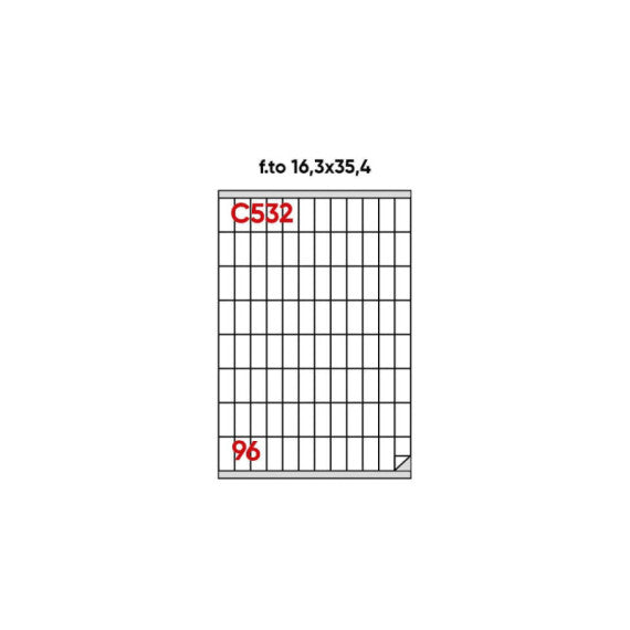 Etichette bianche permanenti Markin Copiatabu 16,3x35,4 mm con margine - 96 et./ff - conf. 100 ff A4 - X210C532
