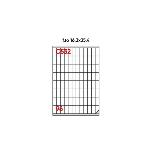 Etichette bianche permanenti Markin Copiatabu 16,3x35,4 mm con margine - 96 et./ff - conf. 100 ff A4 - X210C532