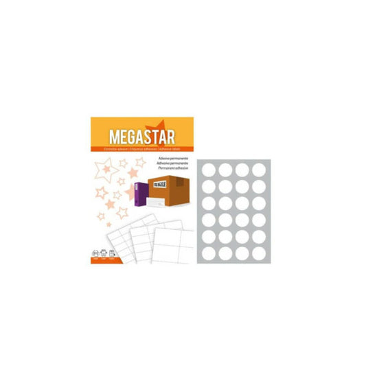 Etichette bianche rotonde con margini Megastar 24 et./foglio conf. da 100 fogli d.40 mm - LP4MS-40