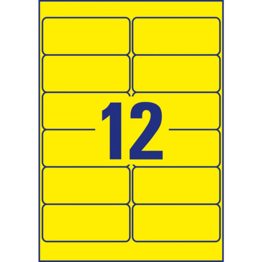 Etichette permanenti poliestere giallo Avery 99,1x42,3 mm - 12 et/foglio - per stampanti laser - cf. 20 fogli L6107-20