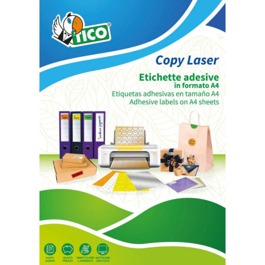 Etichette rotonde TICO Press Glossy Ø 36 mm bianco lucido - 35 et./foglio - conf. 100 fogli - PG4-36