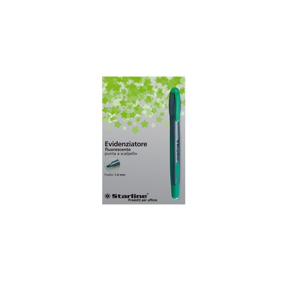 Evidenziatore a penna - punta scalpello - tratto da 1,0-4,0mm - verde - Starline
