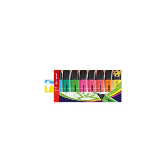 Evidenziatore Boss Original - punta a scalpello - tratto 2 - 5 mm - colori assortiti - Stabilo - busta 6 pezzi