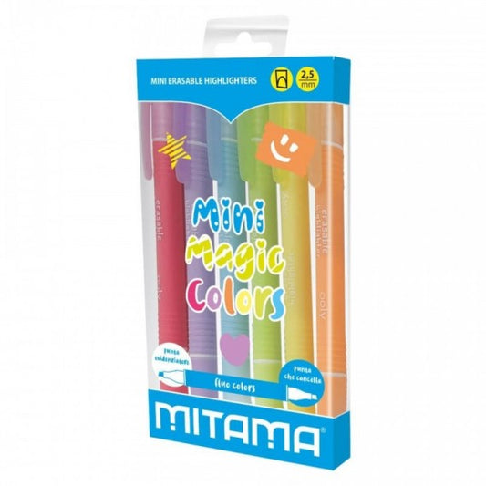 Evidenziatore cancellabile Mitama Mini Magic Colors - doppia punta colori assortiti - conf. 6 pezzi - 62573