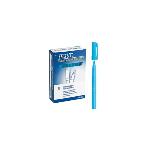 Evidenziatore fluo Highlighter - punta a scalpello  - azzurro - Tratto - conf. 12 pezzi