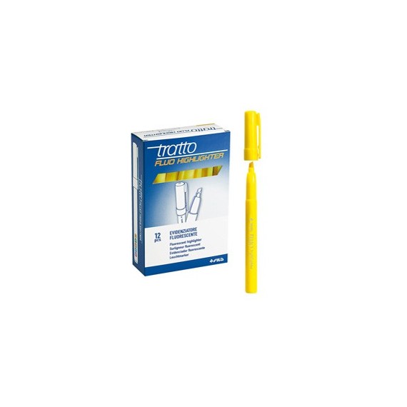 Evidenziatore fluo Highlighter - punta a scalpello  - giallo - Tratto - conf. 12 pezzi