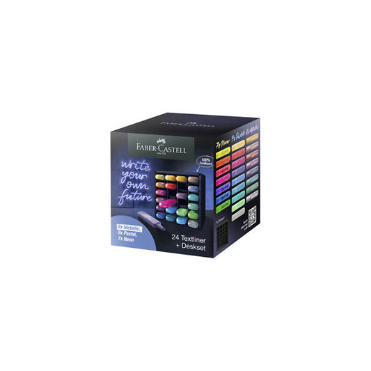 Evidenziatore Textliner 46 - punta a scalpello - tratto 1,0-3,0-5,0 mm - colori assortiti - Faber Castell - deskset 24 p