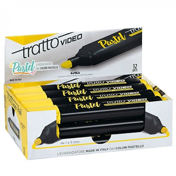 Evidenziatore Tratto Video pastel  - punta a scalpello - tratto da 1,0mm-5,0mm - giallo limone - Tratto