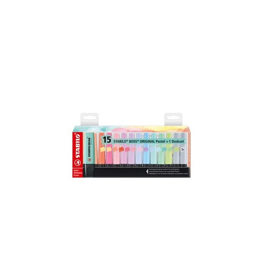 Evidenziatori Stabilo Boss Pastel - colori assortiti - tratto 2 - 5 mm - Stabilo - deskset 15 pezzi