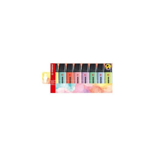 Evidenziatori Stabilo Boss Pastel - punta a scalpello - colori assortiti - Stabilo -  astuccio 8 pezzi