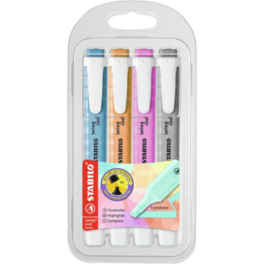 Evidenziatori Swing Cool Pastel Stabilo conf. 4 colori assortiti - 275/4-08-2