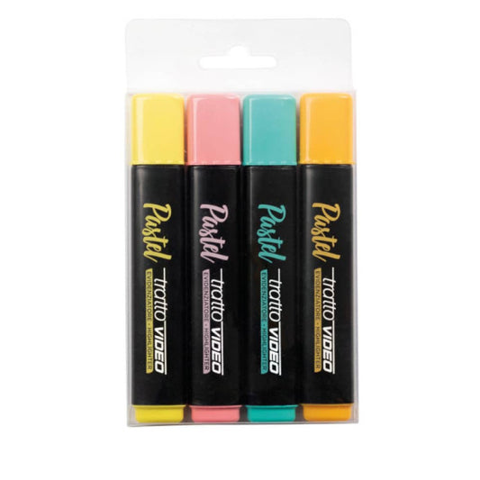 Evidenziatori Tratto Video Pastel assortiti pastello - tratto 1-5 mm - busta appendibile da 4 pezzi - 835800