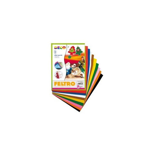 Feltro colorato - 21 x 30 cm - colori assortiti - Deco - conf.10 fogli