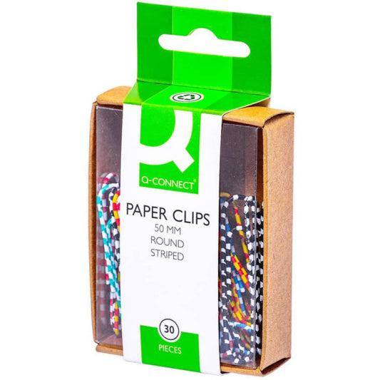 Fermagli zebra Q-Connect a strisce assortiti 50 mm conf. da 30 - KF02027
