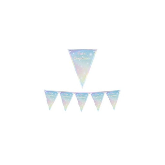 Festone bandiere Soft Rainbow - Buon Compleanno - 3 m- Big Party