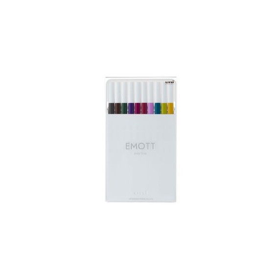 Fineliner Emott - tratto 0.4 mm - colori assortiti calmtone dark - Uni Mitsubishi - conf. 10 pezzi