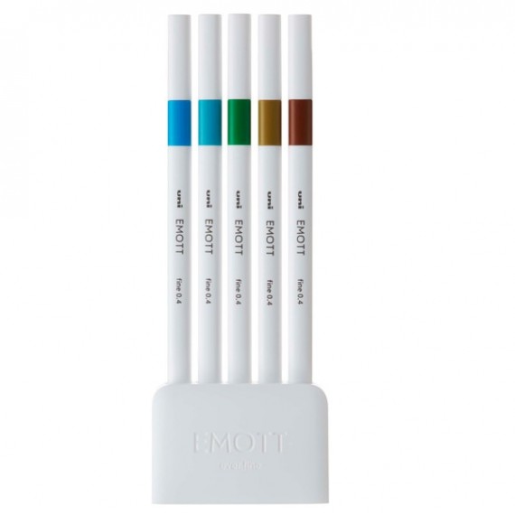 Fineliner Emott - tratto 0.4 mm - colori assortiti island - Uni Mitsubishi - conf. 5 pezzi