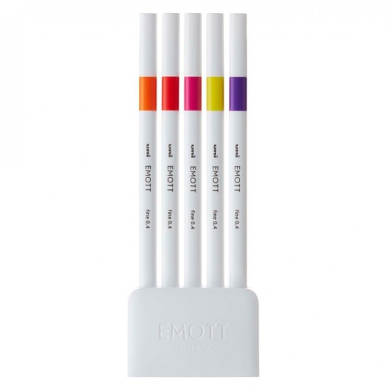 Fineliner Emott - tratto 0.4 mm - colori assortiti passion - Uni Mitsubishi - conf. 5 pezzi