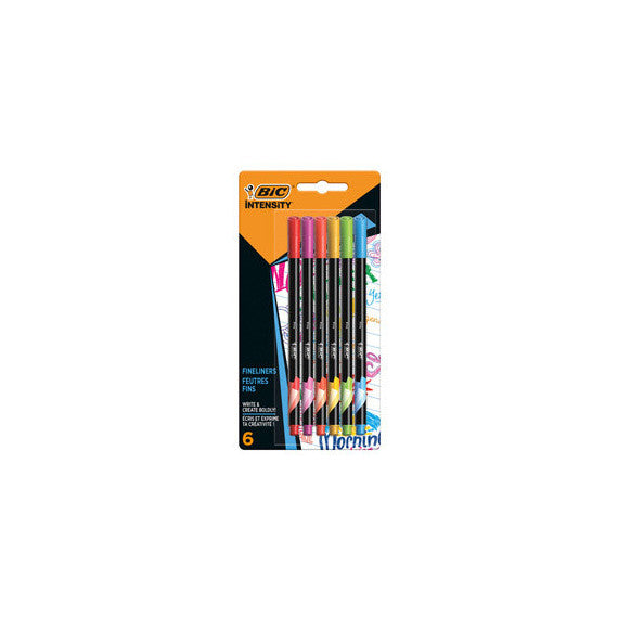 Fineliner Intensity - punta 0,8 mm - tratto 0,4 mm - colori assortiti Rainbow - Bic - astuccio 6 pezzi