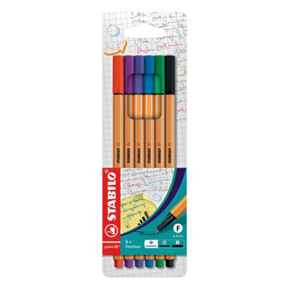 Fineliner Stabilo Point 88 0,4 mm assortiti astuccio da 6 - 88/6