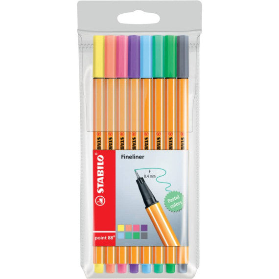 Fineliner Stabilo Point 88 0,4 mm assortiti in colori pastello astuccio da 8 - 88/8-01