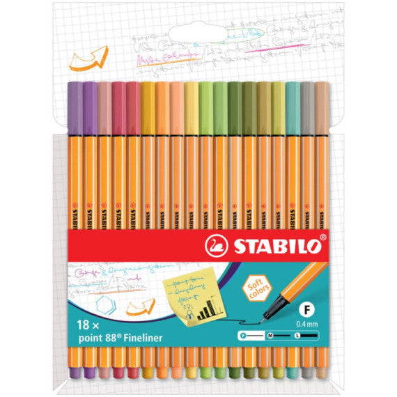 Fineliner Stabilo Point 88® 0,4 mm conf. 18 colori caldi assortiti 8818-22-5