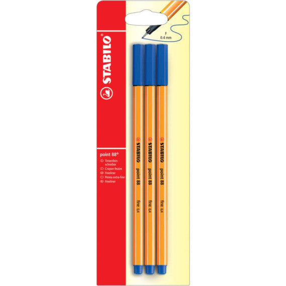 Fineliner Stabilo Point 88® 0,4 mm conf. 3 pz blu B-14827-10