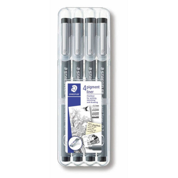 Fineliner Staedtler Pigment Liner in set da 4 misure assortite 0,1 - 0,3 - 0,5 - 0,7 mm - 308 WP4