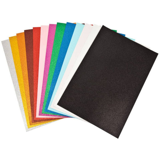 Foam in gomma Nikoffice EVA formato A4 colori assortiti glitterato non adesivo - conf. 10 fogli - 23NIK132