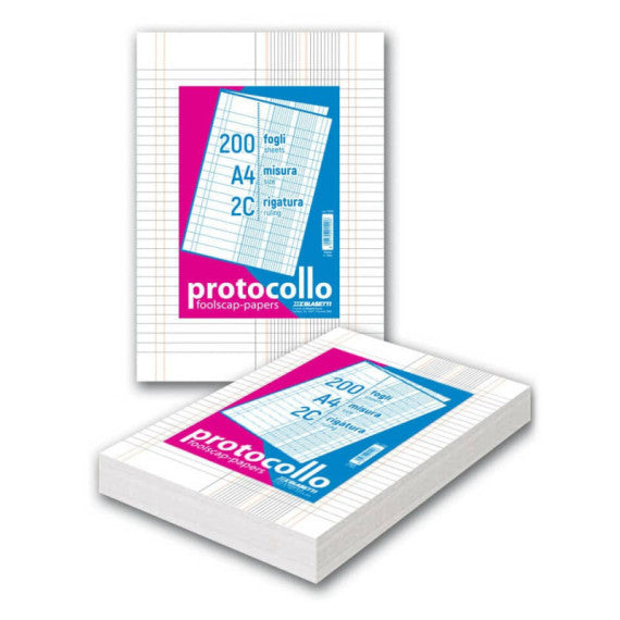 Fogli protocollo A4 - 120 gr/mq - Blasetti bianco - Risma da 100 fogli - 7149