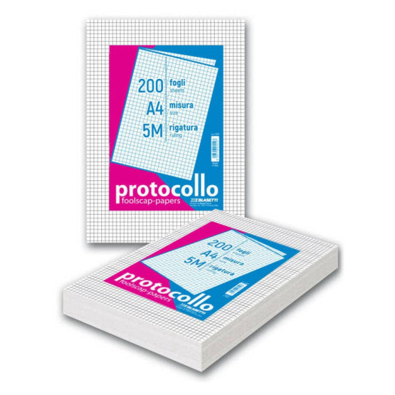 Fogli protocollo A4 - 120 gr/mq - Blasetti bianco - Risma da 100 fogli - 7149