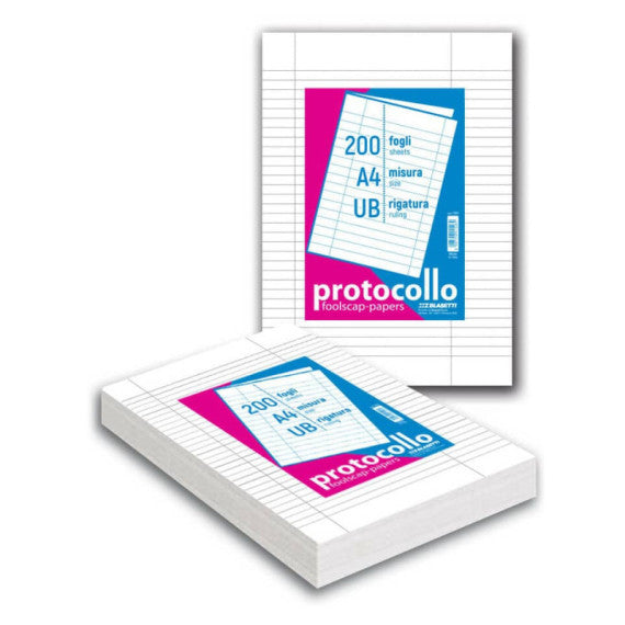 Fogli protocollo A4 - 120 gr/mq - Blasetti bianco - Risma da 100 fogli - 7149