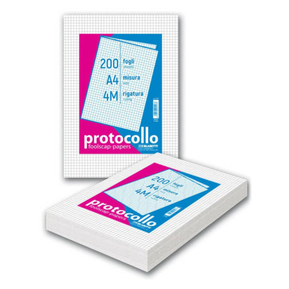 Fogli protocollo A4 - 120 gr/mq - Blasetti bianco - Risma da 100 fogli - 7149