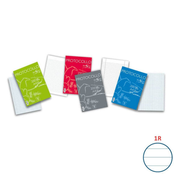 Fogli protocollo Pigna A4 righe 1R  confezione da 200 fogli - 02156211R